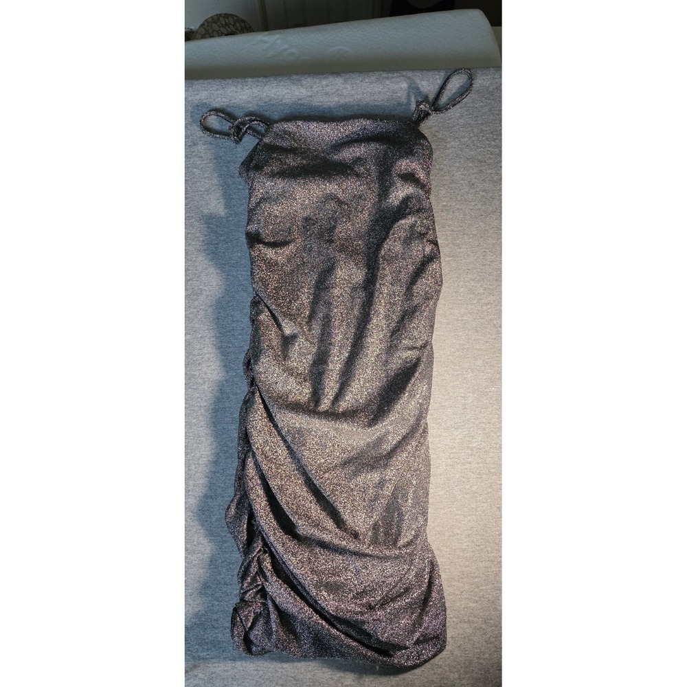 Forever 21 Dress Womens M Silver Pewter Metallic Stretch Party Dress New Years